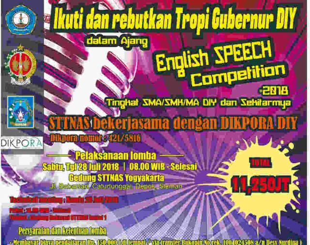 Asah Kemampuan Berbahasa Inggris, STTNas Gelar English Speech Competition 2018