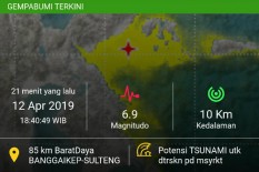 Gempa Bumi 6,9 SR Guncang Banggai Kepulauan