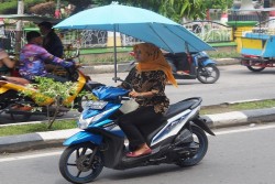 Viral, Sepeda Motor Beratap Payung