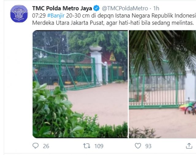Waduh, Jalan Depan Istana Negara Kebanjiran