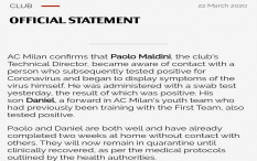 Paolo Maldini dan Anaknya Kena Corona Covid-19