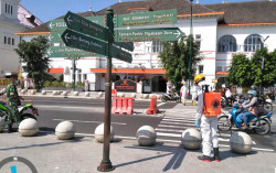 Kawasan Titik Nol KM Jogja Disemprot Desinfektan