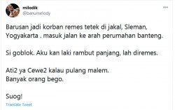 Viral, Cerita Pria Gondrong Jadi Korban Remas Payudara di Jalan Kaliurang