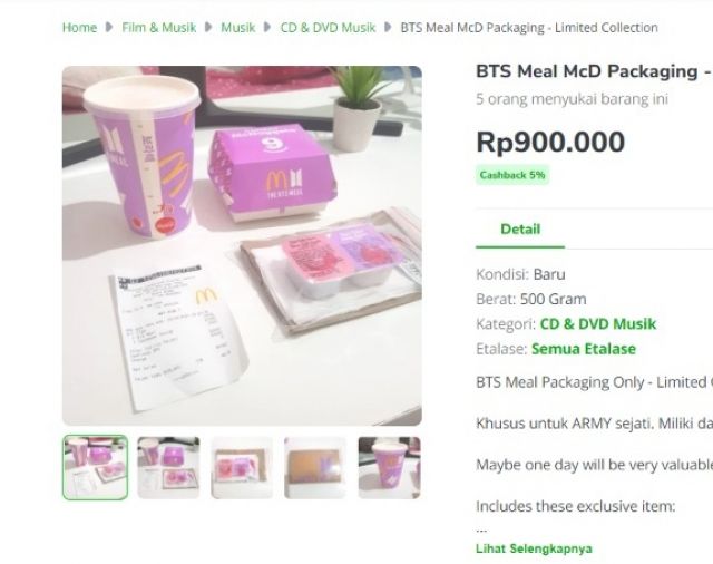 Demam Korea! Bungkus BTS Meal McD Dijual dengan Harga Tidak Masuk Akal