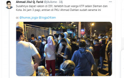Potret Susahnya Dapat Vaksin Covid-19 di Jogja, Antre Pukul 01 Dini Hari Untuk Dapat Nomor Antrean