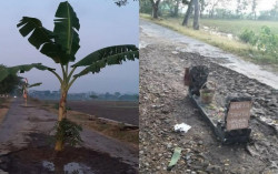 Viral, Jalan Rusak Dipasangi Nisan