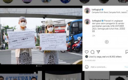 Protes PPKM, Lutfi Agizal Foto Prewedding Pakai Baju Pengantin di Jalan