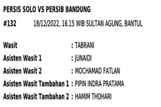 Persis Solo vs Persib Bandung : Susunan Pemain Kedua Kesebelasan