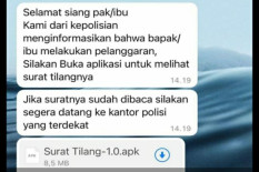 Awas! Marak Penipuan Surat Tilang Elektronik di WA, Bisa Curi Uang di Rekening Bank
