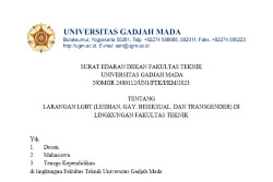 Fakultas Teknik UGM Keluarkan Edaran Pelarangan LGBT, Dinilai Diskriminatif