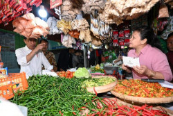 Presiden Joko Widodo Mengecek Harga Pangan di Pasar Wonogiri