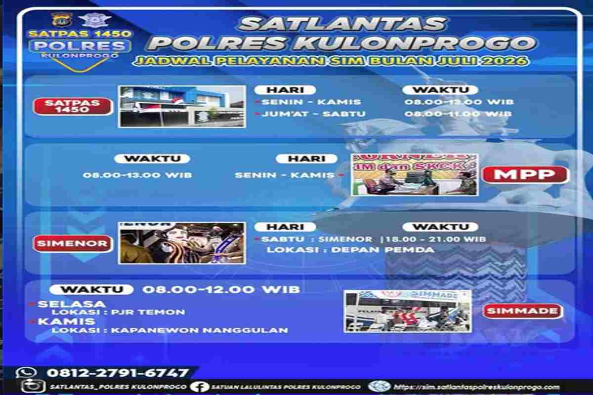 SIM Keliling Kulonprogo, Hari Ini di Satpas, MPP dan PJR Temon