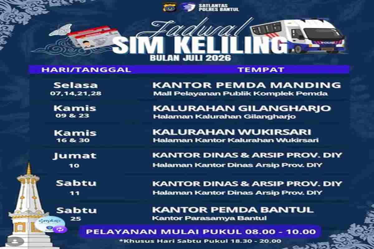 SIM Keliling Bantul: Hari Ini Ada di Pemda Bantul