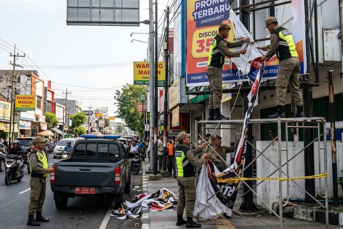 Satpol PP Sleman Tertibkan 1.791 Spanduk dan Reklame Selama 2026