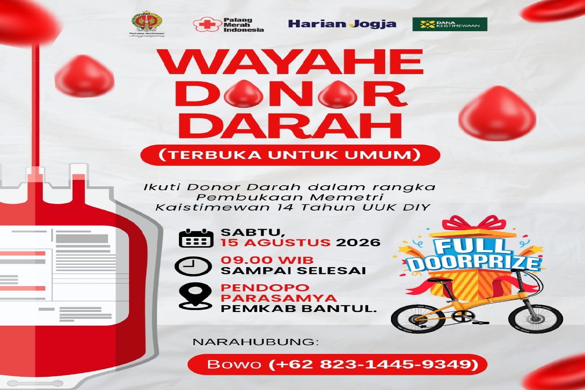 Memetri Kaistimewan DIY Digelar di Bantul, Ada Aksi Donor Darah Loh!