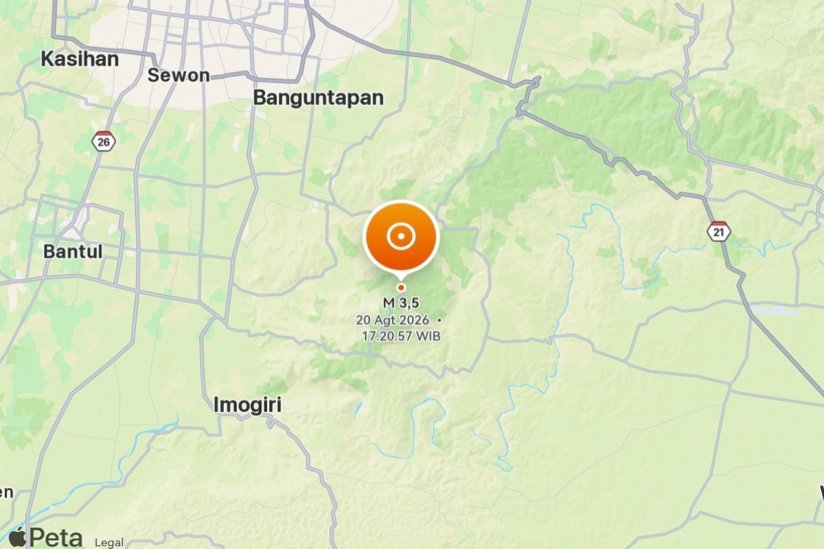 Gempa Jogja M3,5 Berpusat di Darat Bantul, Ini Lokasinya