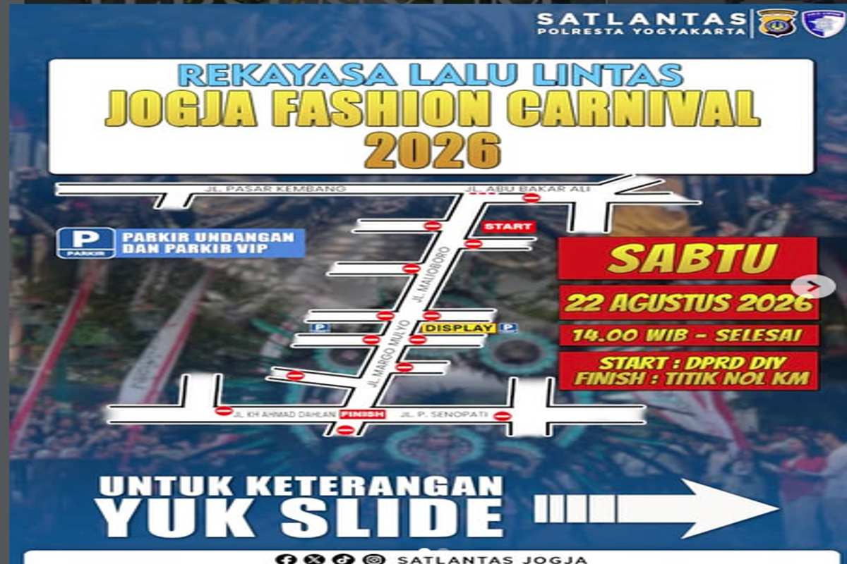 Jogja Fashion Carnival 2026 Digelar Hari Ini, Ini Rekayasa Lalu Lintas