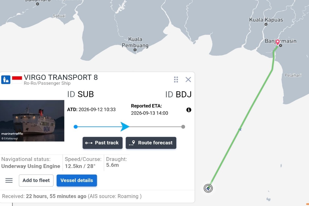 AISITS Ungkap Jejak Terakhir Virgo Transport 8 Sebelum Hilang Sinyal