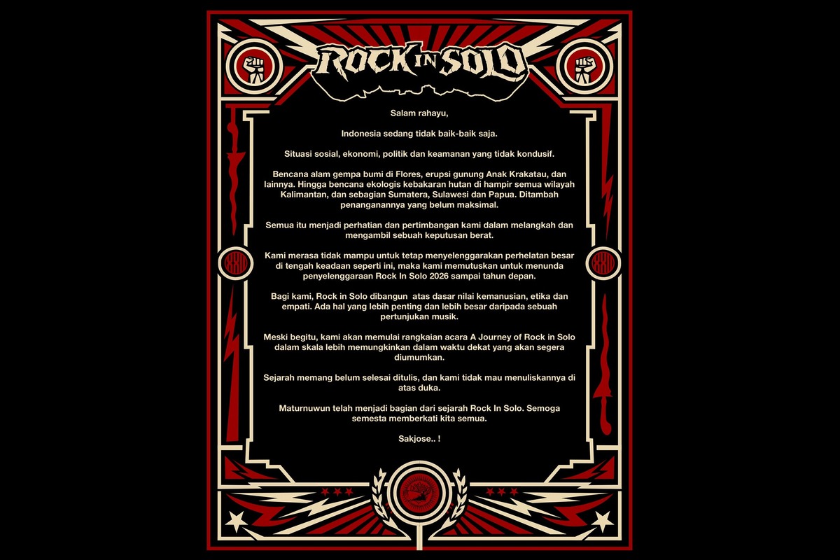 Rock In Solo 2026 Ditunda hingga 2027, Penyelenggara Siapkan Acara Alternatif
