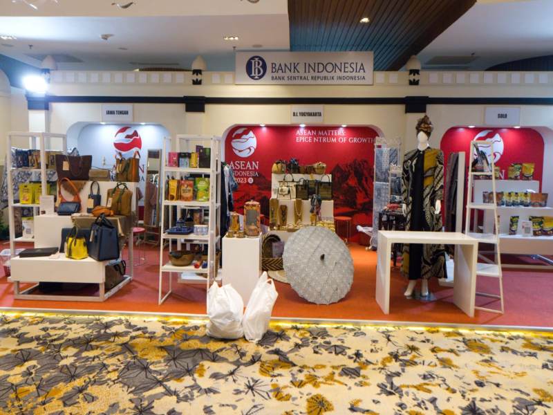 Kondisi stan pameran UMKM premium binaan BI di Hotel Marriott Yogyakarta./Istimewa
