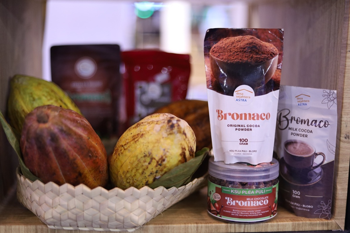 Produk kakao dari Desa Sejahtera Astra Sikka, Nusa Tenggara Timur yang ditampilkan dalam gelaran Trade Expo Indonesia 2026.