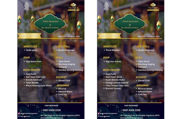Menu Sekar Kedhaton./Istimewa